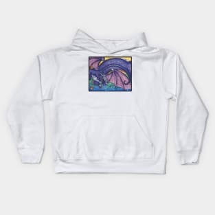 Purple Dragon Ferret - Black Outlined Version Kids Hoodie